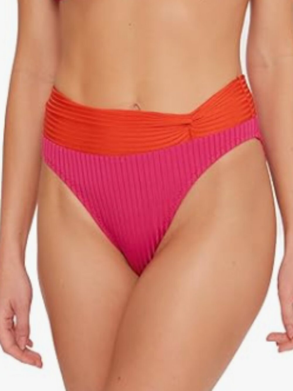 Trina Turk Olympia Ribbed Twist Hi-Waist Bikini Bottom NWT Sz 6